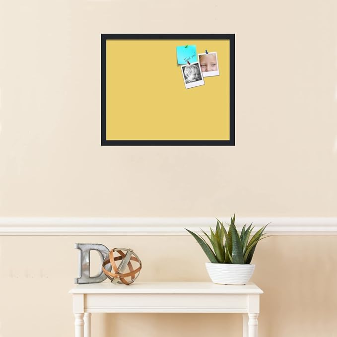 PinPix 22x18 Inch Cork Bulletin Board. This Decorative Framed Pin Board Comes with Honey Pastel Design and a Satin Black Frame. Ideal for Home Office Decor or Message Board (PinPix-1810)