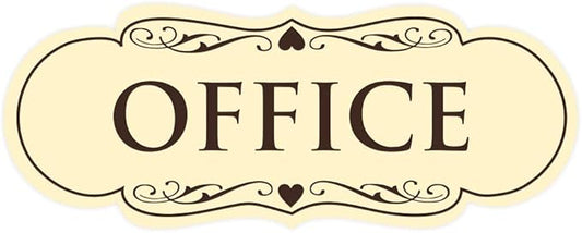 All Quality Designer Office Sign | Easy Installation - Ivory/Dark Brown - Large (1 Pack)