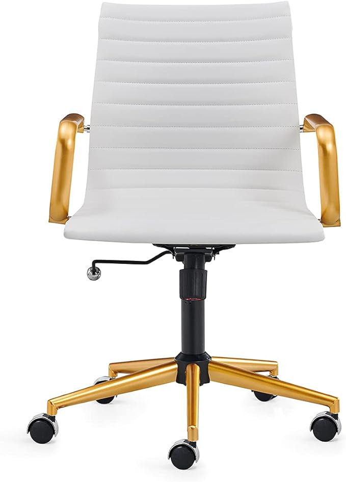 Chair, Desk Computer Chair ，with Armrests ，Ergonomic Office Chair for Home and Office, 17.32 x 22.83 x 35.43 inches, Multiple Colors (Gold White)