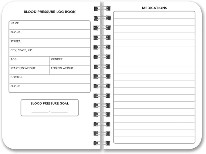 BookFactory Blood Pressure Log Book/Blood Pressure Monitoring Logbook/Personal Medical Tracking Notebook - 104 Pages, 3.5" x 5.5", Wire-O (LOG-104-M3CW-PP(Blood-Pressure))