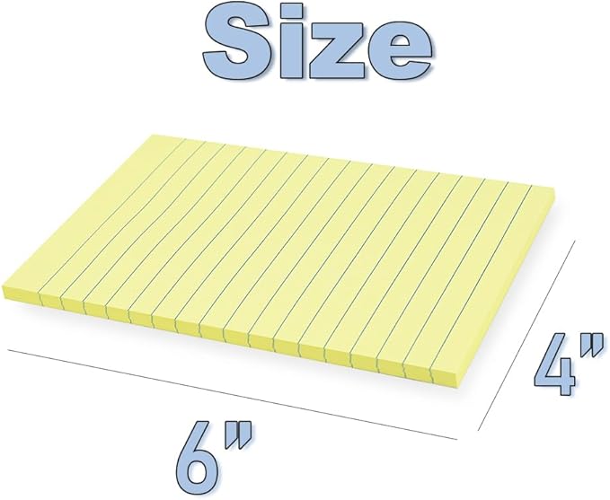 (36 Pads) Sticky Notes 4X6 in Yellow Stickies Super Sticking Power Memo Pads Strong Adhesive