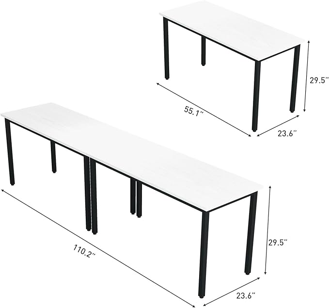 Bonzy Home Conference Tables 9ft Office Computer Desk for Meeting Room Study Writing Printer Podcast Table for 4-8 People Modern White 2PCS 110.2"x23.6"x29.5"
