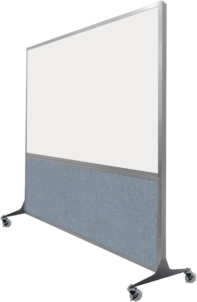 DivideWrite Mobile Whiteboard | Double Sided Dry Erase Board | Portable Office Cubicle Partition | Display for Classrooms, Conference Rooms, Meeting Areas and More | Cloud Gray 4' Wide X 6' Tall