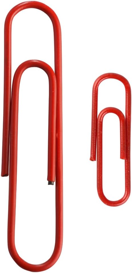 JAM PAPER Combo Pack Colorful Paper Clips - Standard & Jumbo - Red Paperclips - 1 Pack of 100 & 1 Pack of 75