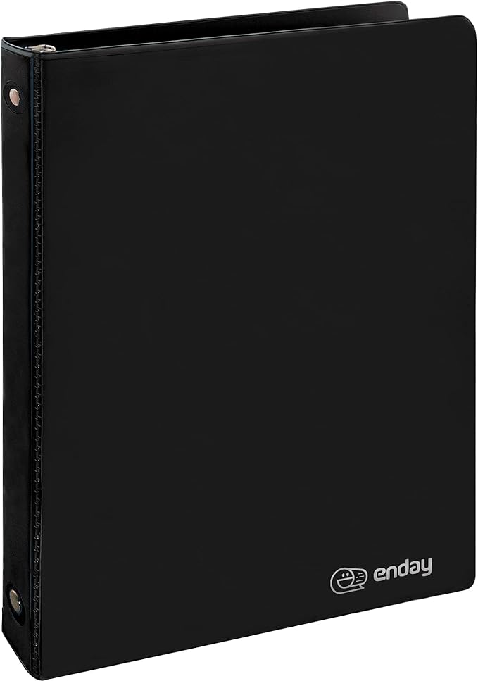 ½ Inch 3 Ring Binder .5 inch Black Clear View Cover with 2 Inside Pockets, Colored School Supplies Office and Home Binders – by Enday