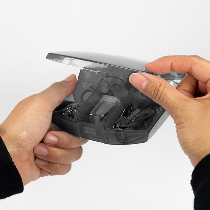 LD Products Black Mini Office Supply Kit Portable Case with Scissors, Paper Clips, Tape Dispenser Set, Pencil Sharpener, Mini Stapler with Staples and Staple Remover