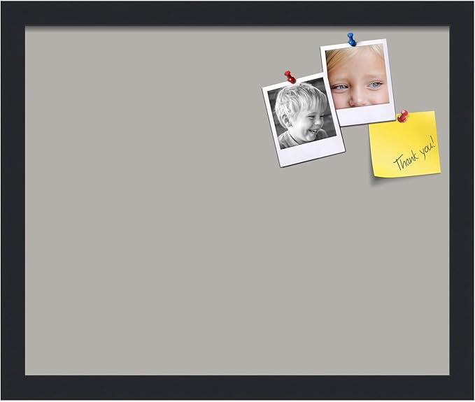 PinPix 17x14 Inch Cork Bulletin Board. This Decorative Framed Pin Board Comes with Dark Stone Design and a Satin Black Frame. Ideal for Home Office Decor or Message Board (PinPix-1808)