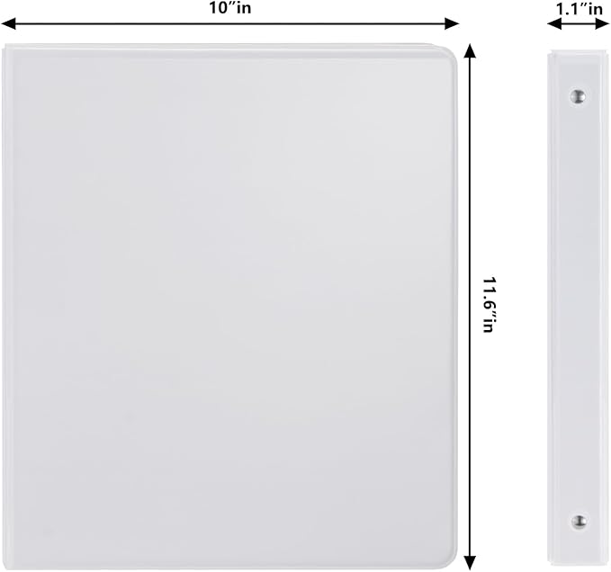 COMIX Sturdy 3 Ring Binder 0.5 inch with Clear View Cover, 1/2" Round Ring View Binder, PVC-Free, 100 Sheets Capacity of US Letter Size Paper, Office ＆ School Supplies, Pack of 12 (White)
