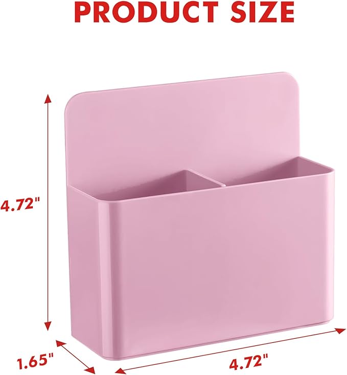 BEYGORM 2 Pack Plastic Magnetic Pen Holder for Refrigerator, Dry Erase Marker Holder for Whiteboard，Magnet School Locker Organizer Accessories, Pencil Cup, Pen Caddy, Classroom Organization(Pink)