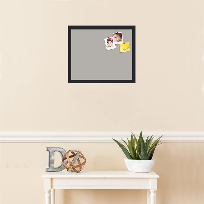 PinPix 18x15 Inch Cork Bulletin Board. This Decorative Framed Pin Board Comes with Dark Stone Design and a Satin Black Frame. Ideal for Home Office Decor or Message Board (PinPix-1808)