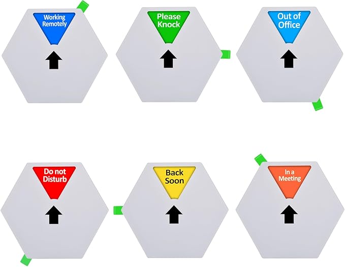 Kichwit Privacy Sign for Office Door, Do Not Disturb Sign, Please Knock, In a Meeting, Working Remotely, Out of Office, Back Soon, 5 Inch, Silver