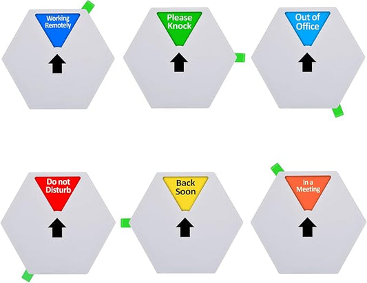 Kichwit Privacy Sign for Office Door, Do Not Disturb Sign, Please Knock, In a Meeting, Working Remotely, Out of Office, Back Soon, 5 Inch, Silver