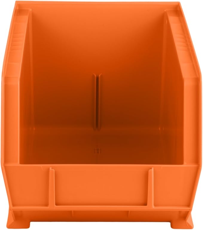 Hudson Exchange 15" x 8" x 7" Plastic Stackable Storage Bin and Hanging Container (Orange, 1 Pack)