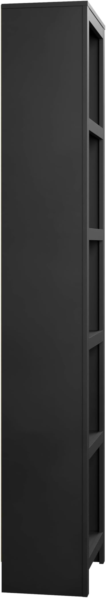 Prepac Moda 80" Tall 5-Tier Narrow Bookcase in Black, Modern Storage Accent Bookshelf with 3 Adjustable Shelves for Home, Office, Living Room, Bedroom