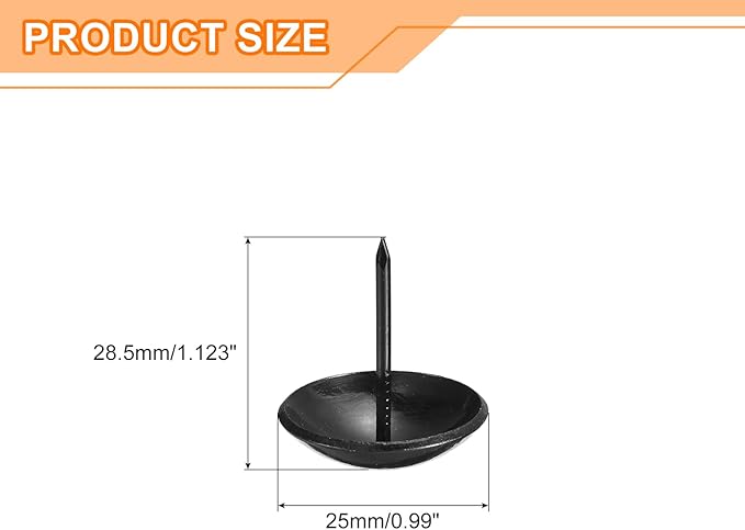 uxcell Upholstery Tacks Nail Pins Furniture, 30Pcs 25x28.5mm Thumb Tack Pins Assortment Kit Carbon Steel for Home Sofa DIY Decorative Nail Heads Nails, Black