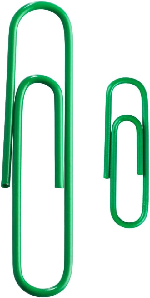 JAM PAPER Combo Pack Colorful Paper Clips - Standard & Jumbo - Green Paperclips - 1 Pack of 100 & 1 Pack of 75