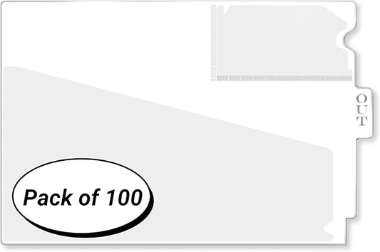 Doctor Stuff - Center Tab Vinyl Out Guides, Diagonal Cut Front Pocket, Top Charge Out Slip Pocket, Plastic File Folder, Letter Size 9" x 13-1/4", White, 100/Box