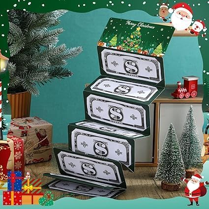 2PCS Christmas Cash Gift Envelopes 10 Slots, Christmas Cash Gift Envelopes with Tassel, 2026 Surprise Money Christmas Gift Card Holder for family friends lovers for Checks Cards Cash(Red+Green)