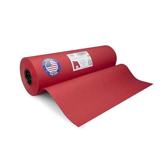 Christmas Red Kraft Paper Roll 24" x 8400" (700 feet) - Quality USA-Made Large Paper Roll 50lb Thickness for Packing, Moving, Shipping & Crafts/Art - Natural Wrapping Material by IDL Packaging