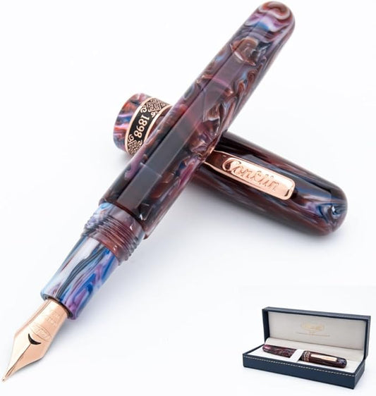 Conklin 1898 Fountain Pen, Misto Purple - Fine Nib | Unique Resin Pen with Luxury Design | JoWo Stainless Steel Nib Made in Germany | Ideal Gift for Professionals