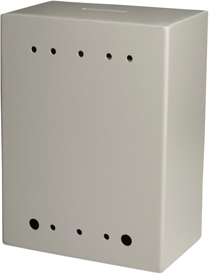 Metal Charity Collection Box Secure with Slot & Wall Mount - 8.5x6.5x4" Drop Box for Home and Office (White)