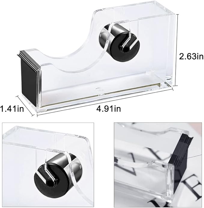 Acrylic Black Tape Dispenser Black Desktop Stapler, Acrylic Office Supplies Includes Staple Remover, Tape, 1000pcs Staples Desk Accessory Kit, Cute Office Stapler Set for Modern Design Office Desktop