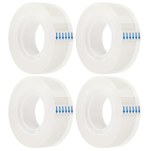OWLKELA 4 Rolls Transparent Tape Refills, Clear Tape, All-Purpose Transparent Glossy Tape for Office, Home, School