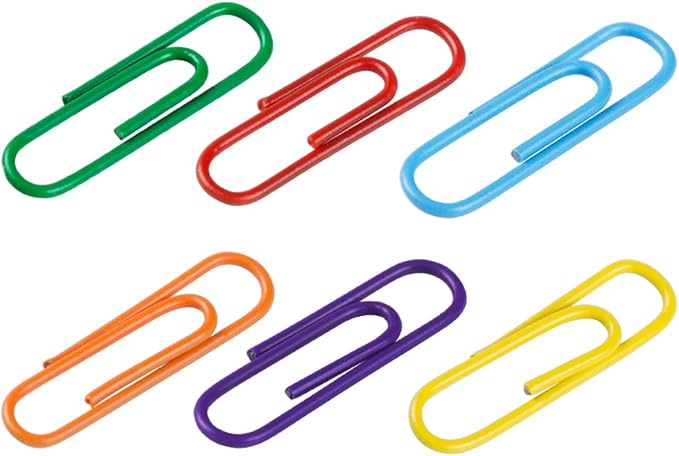 JAM PAPER Colorful Standard Paper Clips - Regular 1 Inch Paperclips - Rainbow Assortment - 6 Packs of 100
