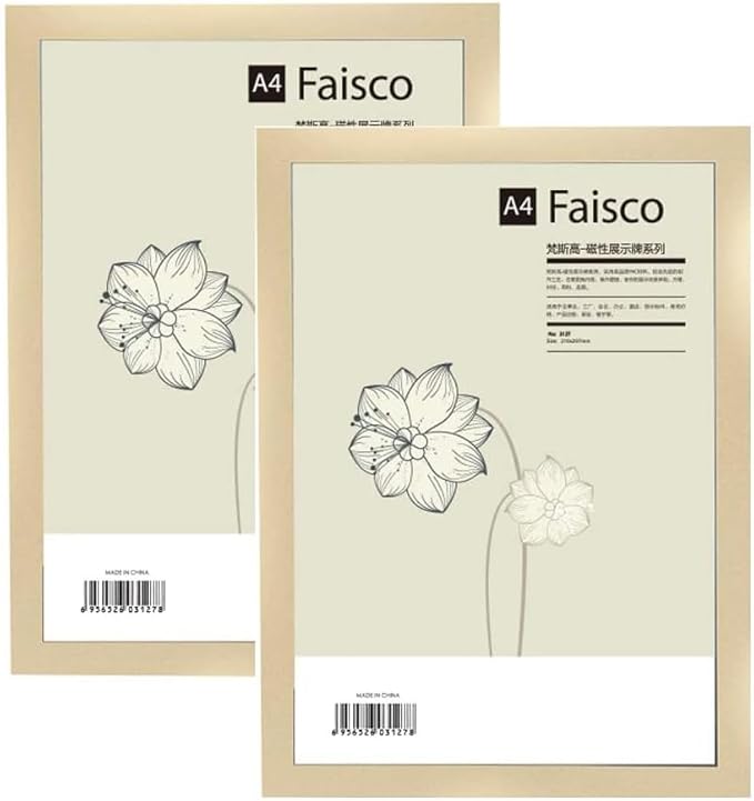 Wall Mount Sign Holder Self Adhesive Magnetic Display Frame Clear Document Frame for Office, Store, School, Home, Wall Picture Frame 2Pack (Gold A3 297×420mm/11.69×16.54inches)