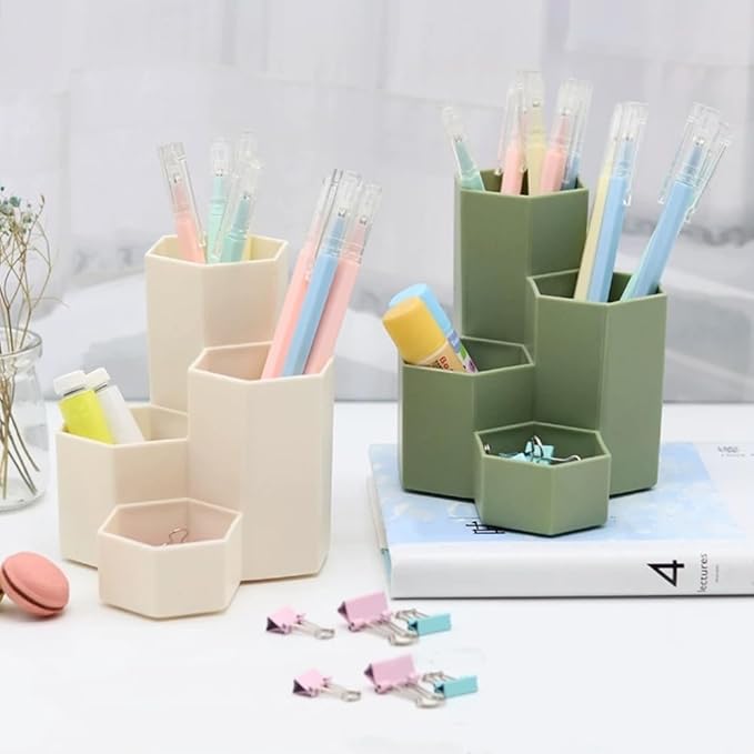 Pencil Holder Pens Cup Pencil Organizer Cute Pencil Holder for Desk with 4 Compartment Desktop Supplies and Accessories for Office/School/Home