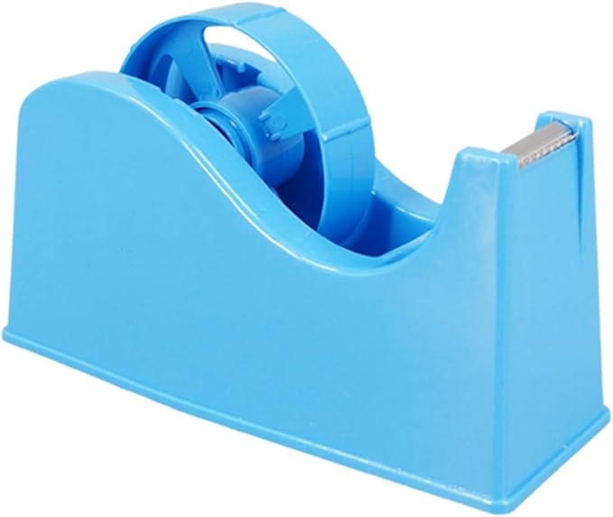 Desktop Tape Dispenser Adhesive Roll Holder (Fits 1" & 3" Core) with Weighted Nonskid Base Blue