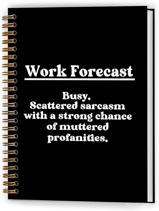 Funny Notebook for Work, Funny Notebooks for Coworkers, Sarcastic Office Humor Gifts for Coworkers, Work Forecast Hardcover Spiral Notebooks, 5.5x8.3 Inch