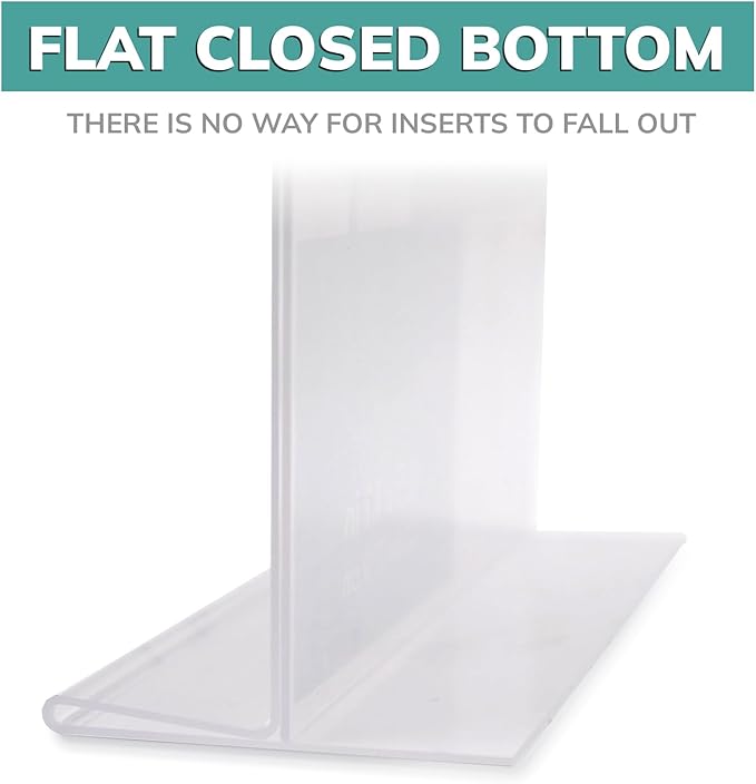 pbf 8.5x11 Acrylic Picture Frame Display Stand | 8.5 x 11 Vertical Clear Acrylic Sign Holder | T-Style Photo Frame for Table Sign, Tabletop Wedding Sign, Menu, QR Code (6-Pack)