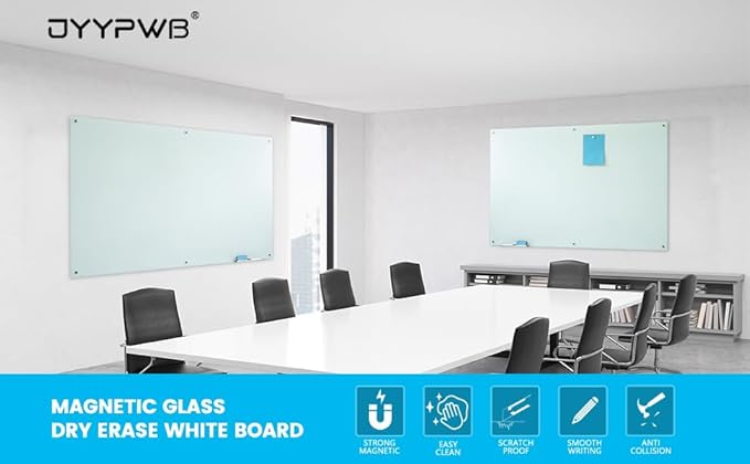 Magnetic Glass Dry Erase WhiteBoard 72"x48",Frosted Surface Glass White Board Wall Mounted for Office School Home