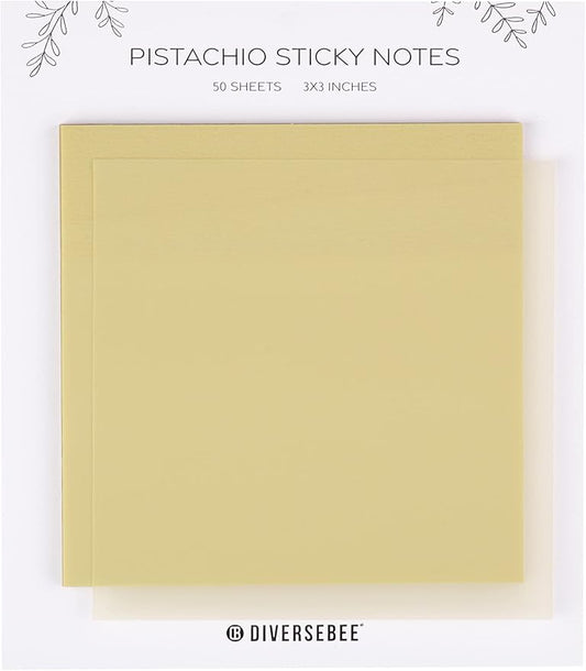 DiverseBee 50 Sheets Pastel Transparent Sticky Notes, 3x3” Clear Sticky Tabs, Translucent Page Flags Book Markers Stickers, Planner Accessories, Bible Journaling Study School Supplies (Pistachio)