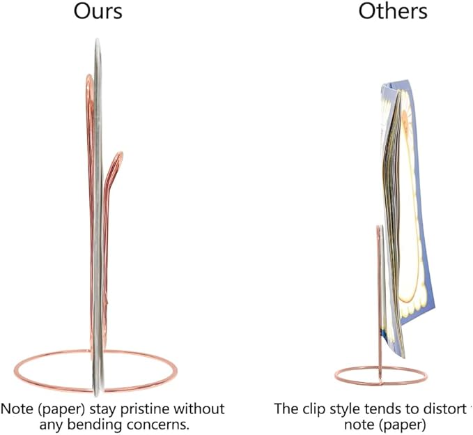 4 Pack Large Paper Clip Memo Holder for Desk,Letter Holder,Paper Stand for Desk,Letter & Bill Storage,Mail Organizer Office Accessories Desktop Message Office Decor (Rose Gold)