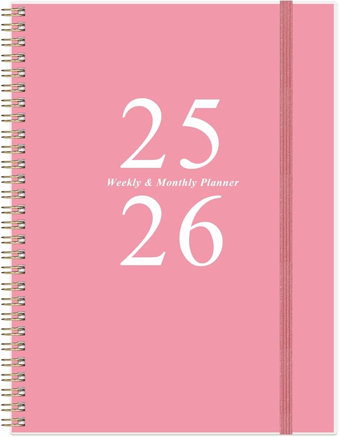 2025-2026 Planner - Academic Planner 2025-2026 from July 2025 to June 2026 with 12 Monthly Tabs, Flexible Cover, Inner Pocket, 8.5" x 11", Pink