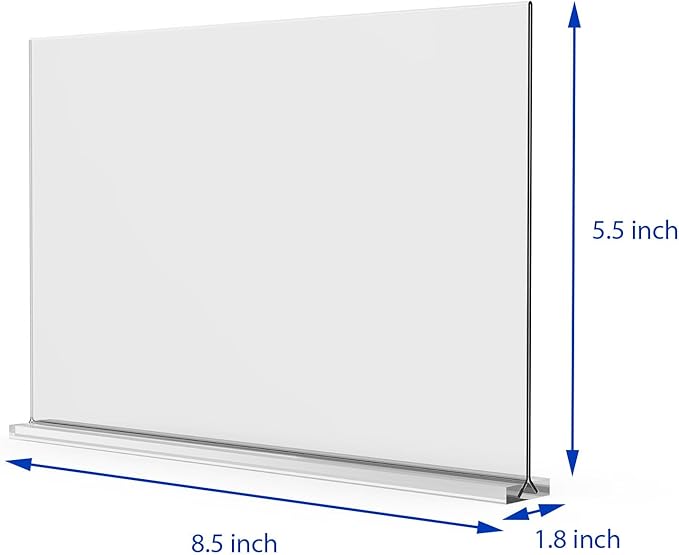 newnewshow Acrylic Sign Holder 8.5x5.5 Inch 3 Pack Horizontal T Shape Double-Sided Desktop Display Holder. (Optional 8.5x11 8.5x5.5 5x7 Horizontal and Vertical)