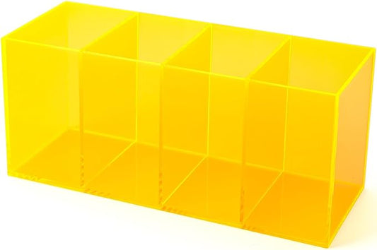 Pen Holder for Desk Neon Acrylic Pencil Holder Cup Makeup Brush Storage Organizer for Vanity, Neon Yellow