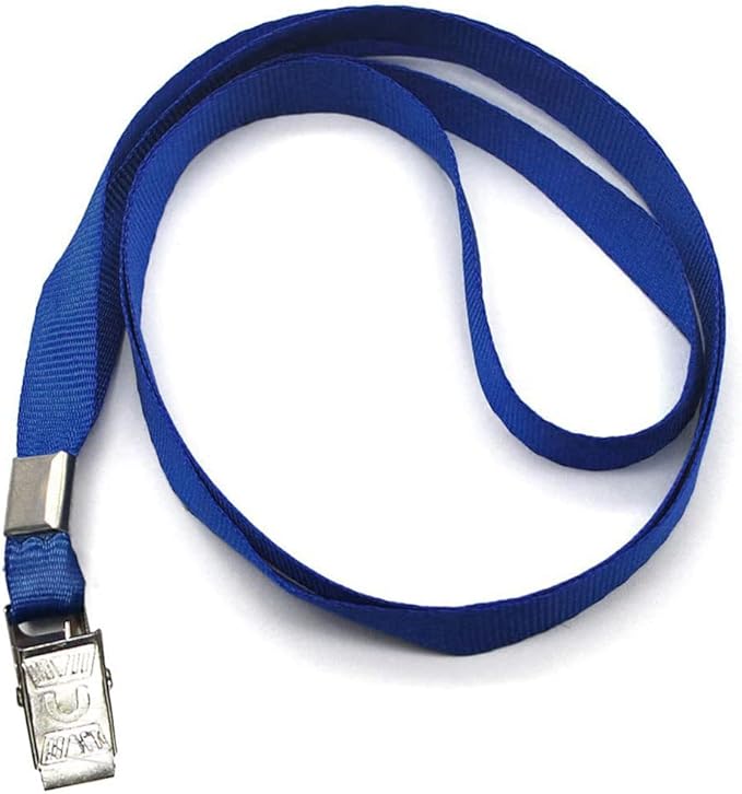 Beebel Lanyards 100 Pack Nylon Flat Badge Lanyard for Id Badge Name Tag (Navy Blue, 100 Pack)