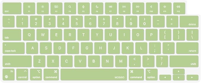 MOSISO Keyboard Cover Skin Compatible with MacBook Air 15 inch M3 A3114 M2 A2941/Air 13.6 A3113 A2681/Pro 14/16 M4 M3 M2 M1, Avocado Green