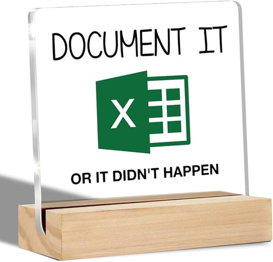 Funny HR Gifts Did You Document It Decor for Work Coworker Gifts for Human Resources Office Desk Decorative Signs Plaques 4 x 4 Inches acrylic
