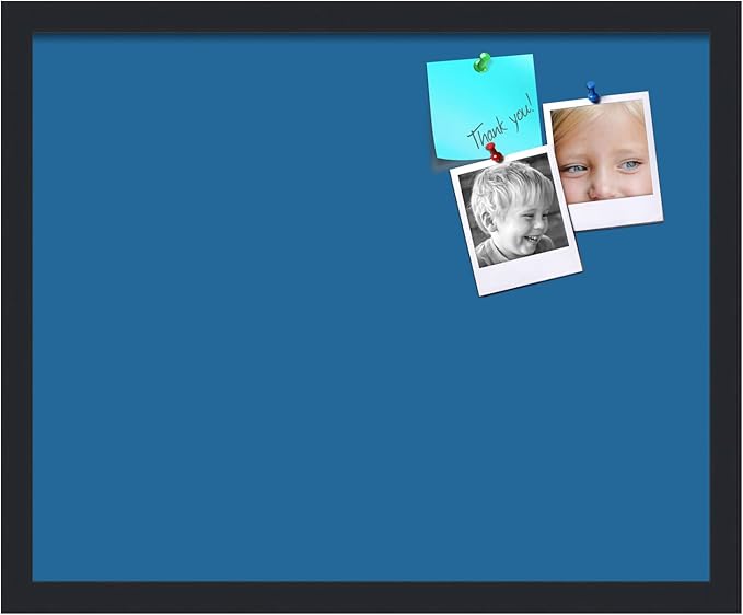 PinPix 21x17 Inch Cork Bulletin Board. This Decorative Framed Pin Board Comes with Navy Pastel Design and a Satin Black Frame. Ideal for Home Office Decor or Message Board (PinPix-1811)