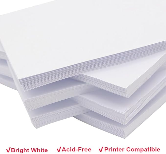 Half Letter Blank Paper, A5 100 Sheets/200 Pages Printer Paper, Unpunched, Blank Copy Paper, 100gsm, White, 5.8'' x 8.2''