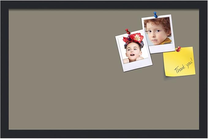PinPix 22x14 Inch Cork Bulletin Board. This Decorative Framed Pin Board Comes with Pewter Design and a Satin Black Frame. Ideal for Home Office Decor or Message Board (PinPix-1812)