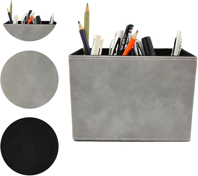 Pen Holder for Desk Pencil Organizer Cute Cup Holders Aesthetic (Smoke Gray, 5.91" x 4.33" x 2.76")