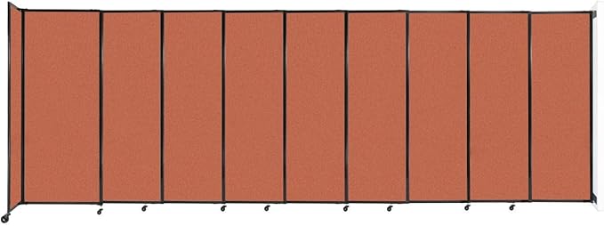 Wall-Mounted Sliding StraightWall Room Divider | Adjustable Widths | Locking Wheels | Room Separator | Up to 19'9" Wide x 6'10" Tall Papaya Fabric Panels