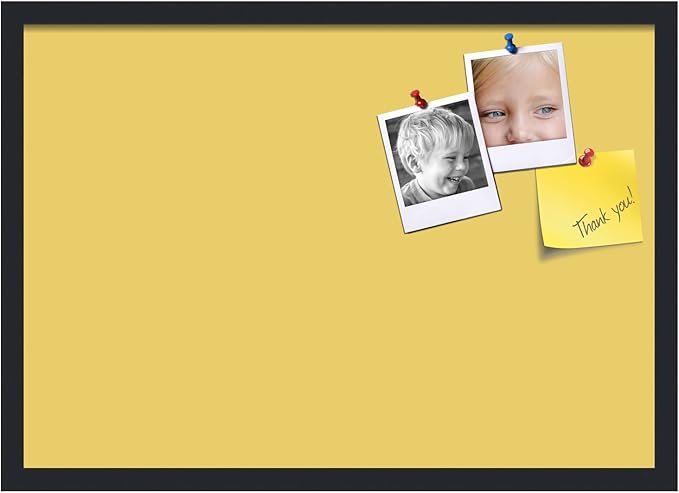 PinPix 27x19 Inch Cork Bulletin Board. This Decorative Framed Pin Board Comes with Honey Pastel Design and a Satin Black Frame. Ideal for Home Office Decor or Message Board (PinPix-1810)