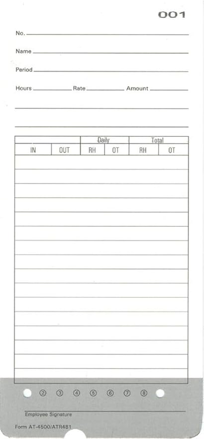 (50) Allied AT-4500 Time Cards Also Fits Acroprint ATR480 ATR481, 1-Packs of 50ea, Compatible by COMPUMATIC