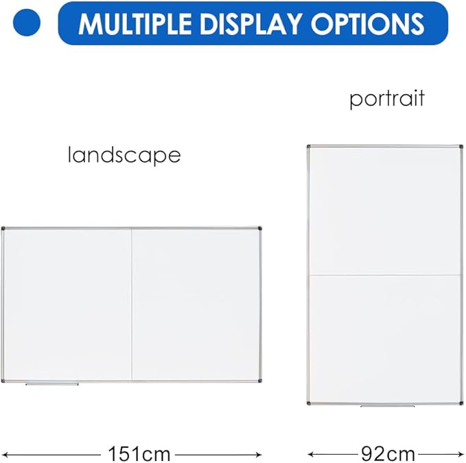 XIWODE Large Dry Erase White Board/Magnetic Foldable Whiteboard, 60 X 36 Inches, Silver Aluminium Frame
